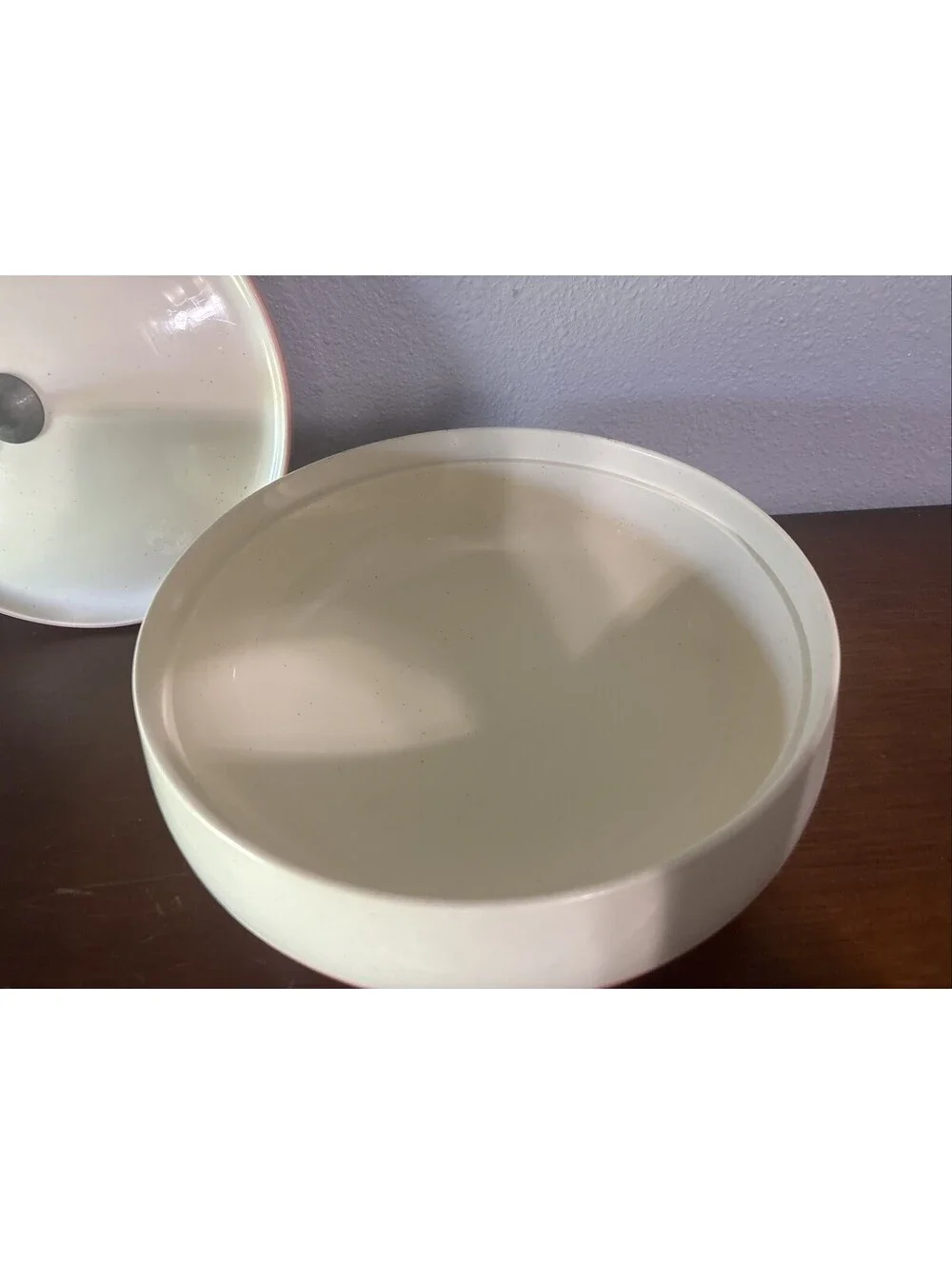 Vintage Bopp Decker Plastic Vacron Covered Bowl Serving Dish MCM Dusty Rose Pink